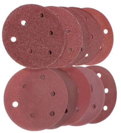 SOLUSTRE 50stücke Klett-schleifscheiben Runde Pads Mit Löchern Schleifpapier Aluminiumoxid Für Pex-exzenterschleifer