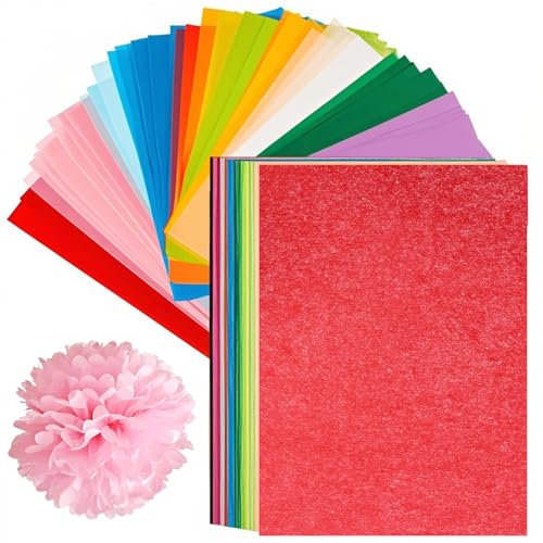 200 Blatt Seidenpapier Bunt, 20 Farben Seidenpapier A4 Tissue Paper Seidenpapier zum Verpacken 20 g/m² Geschenkpapier für Hochzeit Deko Weihnachten Verpackung DIY Strauß