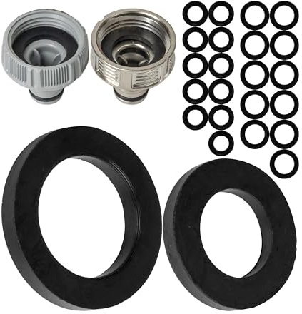 Ersatz Flachdichtungen Set, 24 Stück, für G 1/2 und 3/4 Garten Stecksysteme, kompatibel mit Gardena 21 und 26,5 mm Hahnverbinder, Ø 19 x 11 und 24 x 16 mm, Silikon, Dichtung für 01120-00.600.01 5300
