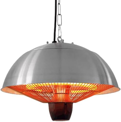 Riscaldatore Per Patio Esterno Da 1500 W, Riscaldatori Per Ambienti Sospesi a Infrarossi Elettrici 3 Impostazioni Di Potenza Riscaldamento Silenzioso Per Ristorante Con Giardino Interno,Silver