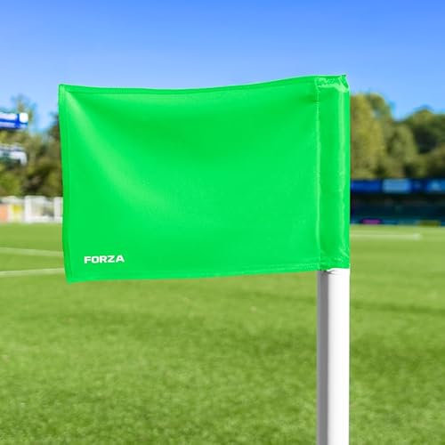 FORZA Replacement Football Corner Flags [Pack of 4] | Durable Polyester Flags for Standard or Pro Flags – Multiple Colour Options – Poles Not Included (Green, Pro)