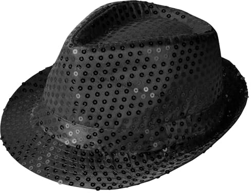 Aomig Cappello con Paillettes Unisex - Cilindro da Discoteca per Uomo, Jazz Fedora per Carnevale e Festa in Maschera