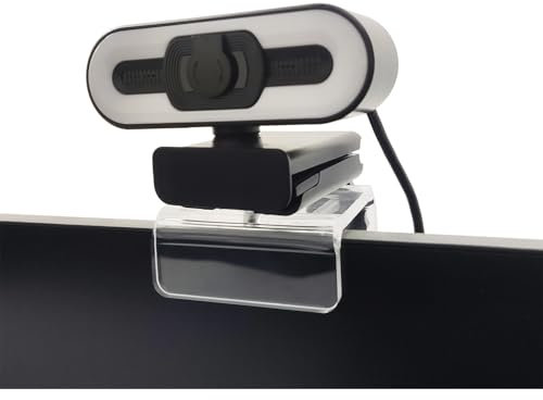 HTLAKIKJ Webcam-Halterung, Acryl klare Kamerahalterung auf Monitor oder Lattop, verstellbare Halterung passend für Monitor unterschiedlicher Dicke mit 1/4 '' Schrauben, Wird Nicht Blcok Bildschirm