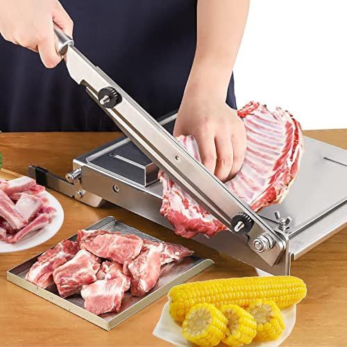 Manuelle Fleischknochensägemaschine, Knochenfleischschneider mit Stahlklinge, Edelstahl-Knochenguillotine, gefrorenes Schweinekotelett, Huhn