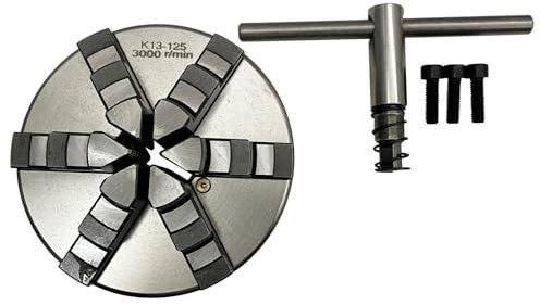 INTBUYING 6-Backen-Drehfutter K13-125 Metall-Drehfutter, 125 mm Spannfutter, unabhängige Backe für CNC-Werkzeugmaschinen und Zubehör