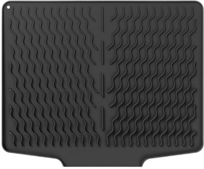 Abtropfmatte Geschirr Silikon, Spülbeckenmatte für Geschirr mit geneigter Fläche für Optimalen Wasserablauf, Hitzebeständig, Rutschfest Abtropfmatte Spüle zur Aufbewahrung von Besteck, 40cm x 32,8cm