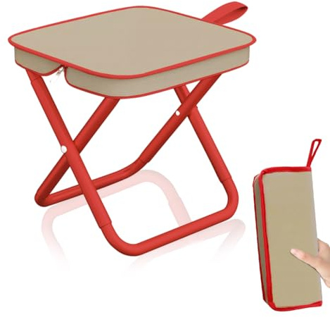 XLZJYIJ Sedia Pieghevole Portatile, Mini Sedia Pieghevole per Esterni con Borsa da Trasporto con Cerniera, Sgabello Pieghevole da Campeggio per Viaggi Escursionismo Giardino Pesca Barbecue (hong)
