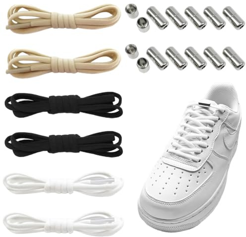 6 Paia Elastici Lacci con Chiusura in Metallo, No Tie Stringhe Senza Nodo, Durable Lacci Elastici per Scarpe Bambini e Adulti, Adatto a Tutte Le Scarpe Sportive e Casual