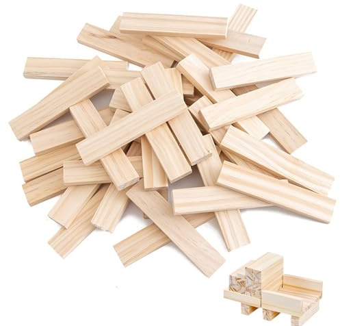 50 Stück Bastelklötzchen, 92 * 20 * 8mm, Holzklötzchen zum Basteln, Holzleisten, Basteln Holz, Holzklötze, für DIY-Projekte, Dekoration und Heimwerken, Handarbeit und Vertäfelung