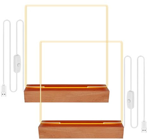 PORFOYO LED Sockel,2 Stück LED Lichtsockel Mit 2 Stück Acrylplatte,LED Holzsockel,LED Holzaufsteller,Holz Leuchtsockel Für Glasblock,Kristallkunst,Glasplatte,Ornament,Milchglas