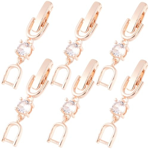 Beebeecraft 1 Box 12 Stück Faltverschlüsse Rosévergoldet Armband Halskettenverschluss Rechteckiger Zirkonia Verlängerungsverschluss Für Die Schmuckherstellung DIY Bastelarbeiten