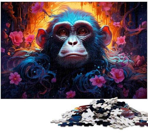 Art Monkey Puzzle 1000 Teile für Erwachsene, Puzzle für Erwachsene, DIY-Heimdekor-Geschenk, Denkspiel, 50x75cm/19,68x29,52 Zoll