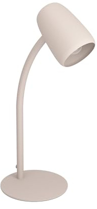EGLO Tischlampe Carlo, Nachttischlampe mit Flexarm | Tischleuchte Schreibtisch, Lampe aus Metall in Sandfarben, E14 Fassung