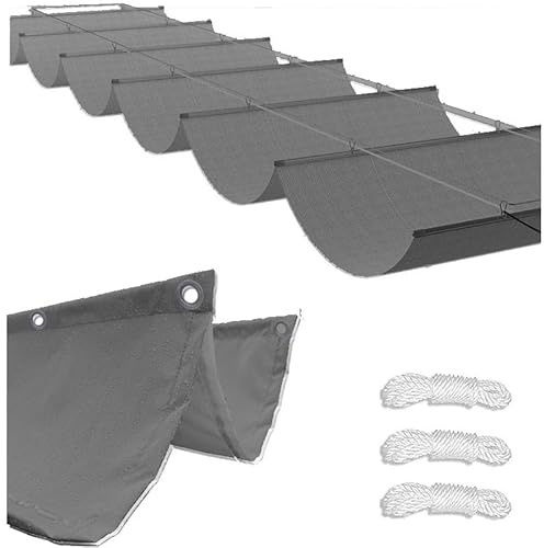 Tenda da sole retrattile regolabile 2 x 6 m, impermeabile, protezione UV, arrotolabile, baldacchino ondulato per balcone e patio su misura in tela grigia