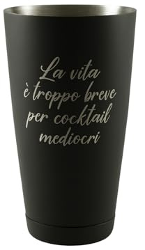 Shaker per Barman Personalizzabile in Acciaio Inox nero, con Incisione. Idea regalo festa. Idea regalo per barman. Idea regalo per compleanno.