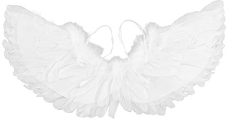 Spacnana Angel Wing Set för Barn Vuxna Fjädervingar Pannband Halloween Julfest Kostymtillbehör, Lätta Fotorekvisita med Hårbåge och Trollstav för Temaevenemang Cosplay (Trompetängel i tre delar)