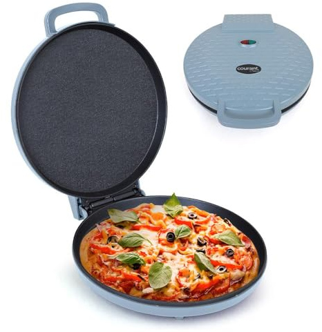 Courant Pizza Maker 12-inch Pizzas Machine, Cool-touch Handle Non-Stick plates Pizza oven Electric Countertop Oven for Home School, Indoor Griddle, Kosher Does Not Require Immersion (Tevilah)-Teal