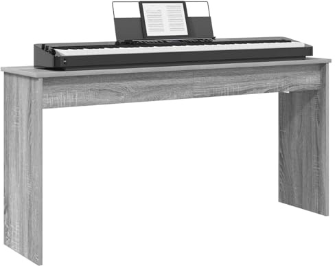 vidaXL Klavierständer Graues Sonoma 130 x 32 x 64 cm Holzwerkstoff, Moderner Holzkeyboardständer für dein Wohnzimmer – robuster Begleiter für Instrumente und beim Üben