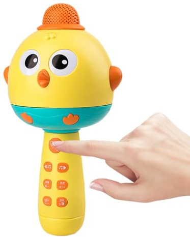 Microfono Giocattolo Per Bambini 2 In 1 Forma Di Gallina Musicale Portatile | Microfono Senza Fili Ricaricabile Con Luce LED Per Feste E Raduni In Casa, Natale E Compleanno