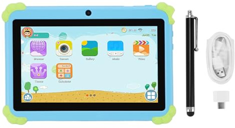 Hominas Tablet 7 Pollici Android 7.0 Tablet Touch Screen con Custodia Protettiva Supporto 1 GB di RAM 16 GB di Memoria Display HD Doppia Fotocamera Batteria a Lunga Durata per Bambini (Blu)