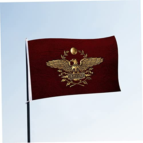 Bandera SPQR Senatus Senado de Populusque Romanus Bandera del Imperio Romano con ojales 3 X 5 pies, adornos de jardín