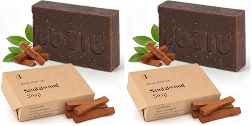 lubiu Sandelholz Seife Stück 100g - 3in1 Feste Duschseife Männer (Körper, Haare & Bart) - Naturseife Befreit von Schmutz & Öl - Feste Seife Männer - Duschseife Herren Festes Shampoo Herren