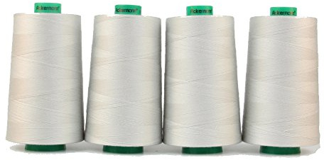 Ackermann Nähgarn Helles Beigegrau (8097), 4x 5.000 m Konen (20.000 m) – Universal-Garn 100% Polyester, Stärke 120, OEKO-TEX, für Overlock- und Nähmaschinen