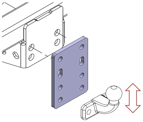 AHAKA Höhenverstellbare Adapterplatte Anhängerbock 4x90 mm für AHK Flanschkugel 12 mm