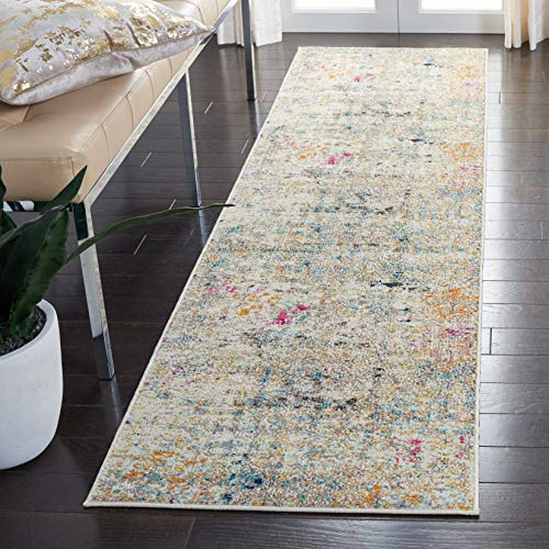 Safavieh Alfombra Boho Sala de Estar, Comedor, Dormitorio - Madison Collection, Pelo Corto, Gris y Oro, 76 X 183 cm