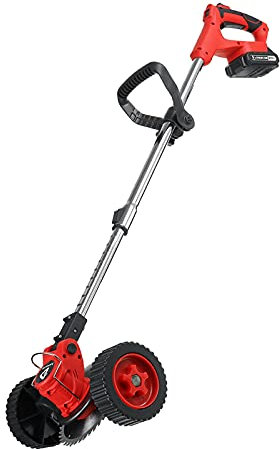 XUMI Tagliabordi A Batteria A Ruote Strumento Elettrico Ricaricabile per Potatura Erba Tosaerba da Giardino 24V con Batteria E Caricatore,Rosso