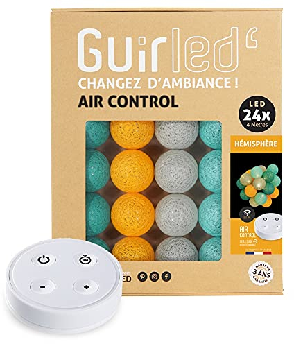 GuirLED - LED Baumwollkugeln Lichterkette USB - Drahtlose Fernbedienung - Baby Nachtlicht 2h - Dual USB 2A Netzteil enthalten - 4 Intensitäten – 24 Kugeln 2.4m - Halbkugel