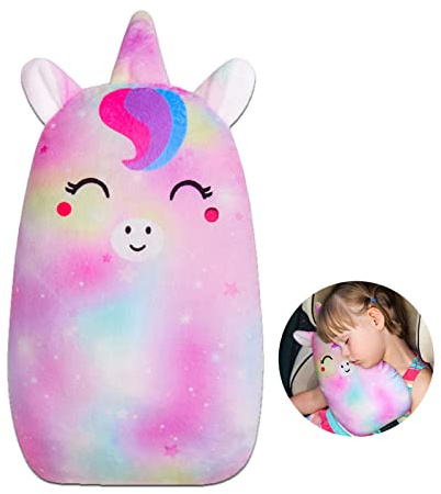 FIODAY Car Seat Belt Covers for Kids Unicorn Seat Belt Pillow Soft Seat Belt Cushion Adjust Seat Strap Pillow Head Neck Support for Children Boys Girls Travel