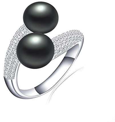 Nuovo anello regolabile con perle d'acqua dolce naturali in argento sterling 925 lucido anello con zirconi AAA regalo di gioielli da sposa per le donne