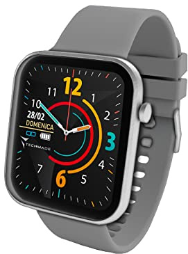 HAVA Smartwatch Techmade Grigio Orologio Fitness Uomo Donna Full Touch Pedometro, Calorie, Distanza, Cronometro, Sleep Monitor, Sfondo personalizzabile, Music Control, Sport