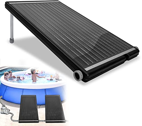 LZQ Poolheizung Solar Sonnenkollektor Solarheizung Pool 15L Kollektorwasserinhalt Anschluss Ø 50mm für Warmwasser Schwimmbad Gartendusche Pool Dusche Schwarz, 111,5 x 66 x 6,5 cm