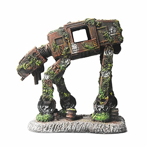 fazhongfa Aquarium Decorations At-At Robot Dog Resin Fish Tank Decoration Betta Fish Hidden Cave Small and Medium Aquarium Accessories Decorative Fish Tank Ornaments