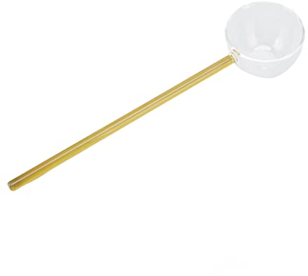 Cucchiaio da 100 ML Cucchiaio di Vetro Ad Alta Temperatura Resistenza Alle Alte Temperature Cucchiaio Semplice Manico Lungo Cucchiaio di Ancoraggio Gourmet per la Casa Cucchiaio da Zuppa(Giallo)