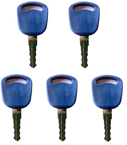 Generic 5 Pcs Ignition Keys 14601 For Case New Holland Tractors 82030144, Ignition Switch, Rotary Actuator, Manual Operation, Blue