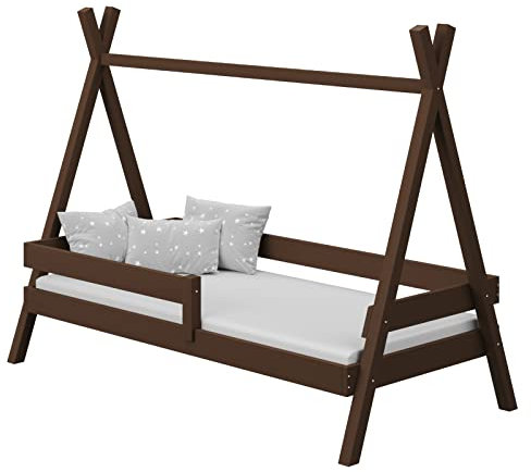 Générique Bett Tipi aus Kiefernholz, 200 x 90 cm, mit 2 Schubladen, Schokoladenbraun