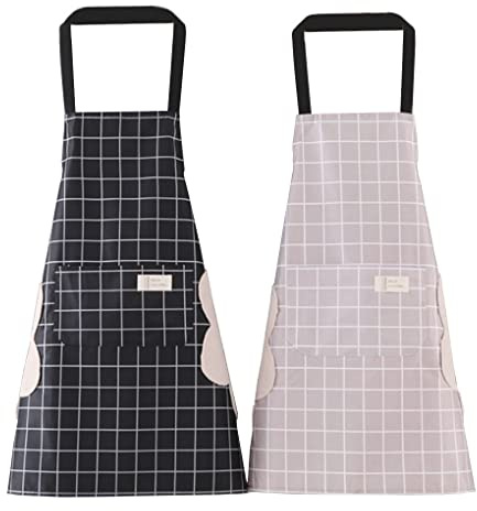 Delantal de Cocina de 2 Piezas para Hombres y Mujeres, Impermeable Con 2 Bolsillos, para Barbacoa