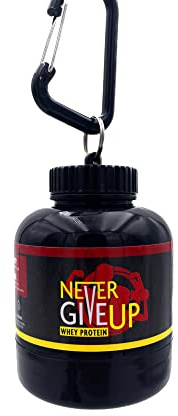 Porta Proteine Never Give Up, Whey in Polvere, Varie Misure, 30 e 60 Grammi di proteine Portatili, per Lui e per lei