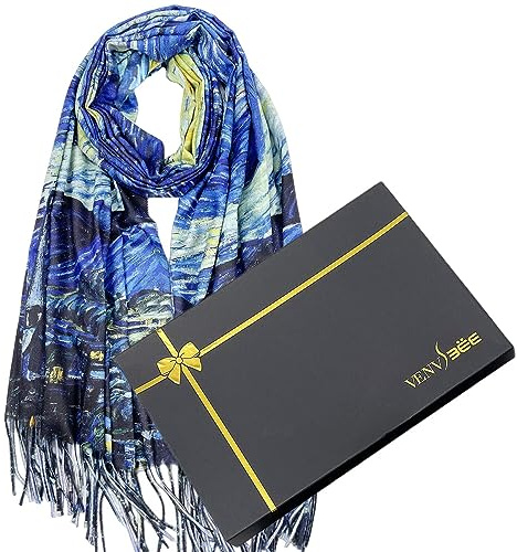 Van Gogh Scarves Art Scarf for Women Best Gift Reversible Soft Shawl Wrap Pashmina in Gift Box-02 Starry Night