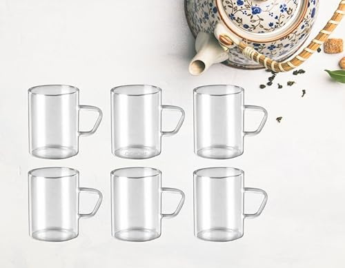KAYA CAM HARMONY Dünne Teegläser Kaffeegläser mit Henkel Borosilikat Glas 6er Set