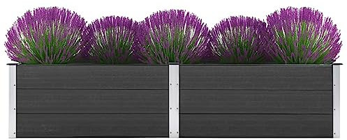 ZEYUAN Garten-Hochbeet, Pflanzkübel, Kräuterbeet, Hochbeete-kit, Schneckenzaun, Pflanztrog, Pflanzgefäße, Pflanzfolie Für Hochbeet,Teichbecken, 250 x 50 x 54 cm WPC Grau
