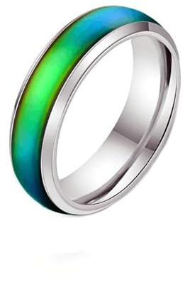 Mesnt Ring Edelstahl Damen, Männer Frauen Ringe Farbwechselnder Stimmungsring 6MM