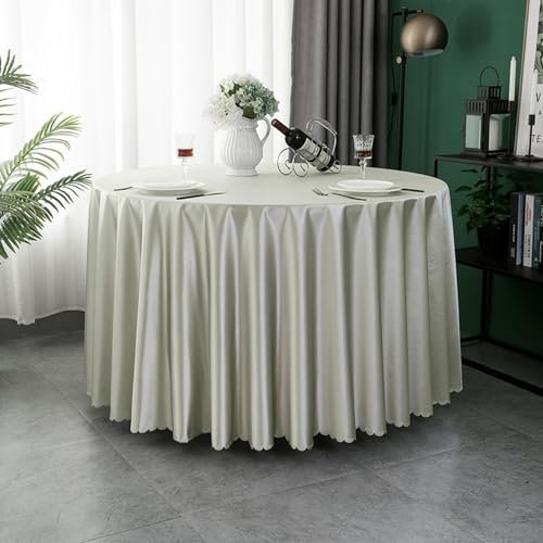 Lukery Tischdecke Abwaschbar Gartentischdecke, Satin Tischdecke Rund Tischdecken Tischtuch Outdoor Indoor, Unifarben Tisch Schutz für Geburtstag Hochzeit Festival (180cm,Sturmwolke)