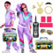 Amycute 80s Shell Suit Costume Men Women Retro Tracksuit 1980s Fancy Dress Halloween Costumes for Adults