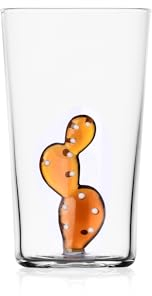 Ichendorf Milano Bicchiere Longdrink Cactus Ambra | Collezione Desert Plants | 35 cl | Vetro Borosilicato | Fatto a Mano