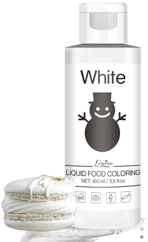 Colorant Alimentaire - 160ml Colorant Alimentaire Liquide Sans Goût pour Gâteaux, Cuisson, Fondant, Macarons - Food Colouring Vibrant pour Décoration de Gâteau, Glaçage, Pâtisserie, Artisanat (Blanc)