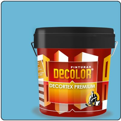 PINTURAS DECOLOR DECORTEX LISO PREMIUM - Pintura revestimiento impermeabilizante para fachadas. (4 litros). AZUL CIELO